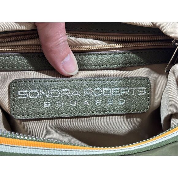 Sondra Roberts Squared Green and Orange Zipper Purse Shoulder Bag - Picture 8 of 11